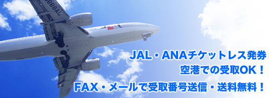 JAL・ANA　チケットレス発券　空港での受取OK！